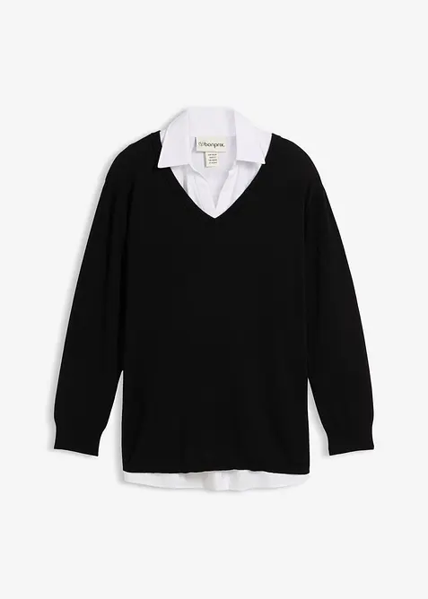 Ensemble de grossesse et d’allaitement avec pull et blouse sans manches, bonprix