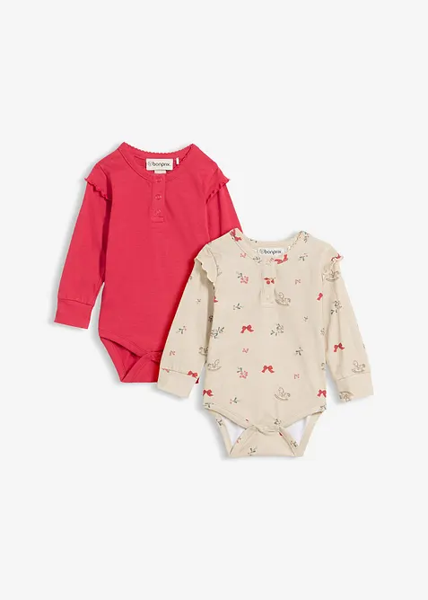 Lot de 2 bodys de Noël 100% coton, bonprix