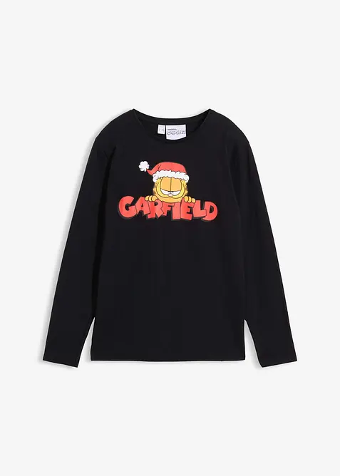 T-shirt manches longues Garfield avec motif de Noël, 100% coton, Garfield