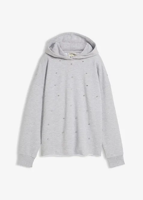 Sweat oversize à capuche et strass, bonprix