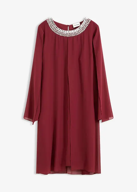 Robe en crêpe à col orné de strass, bonprix