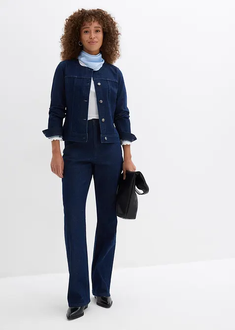 Jean droit loose, taille haute élastiquée avec strass, bonprix