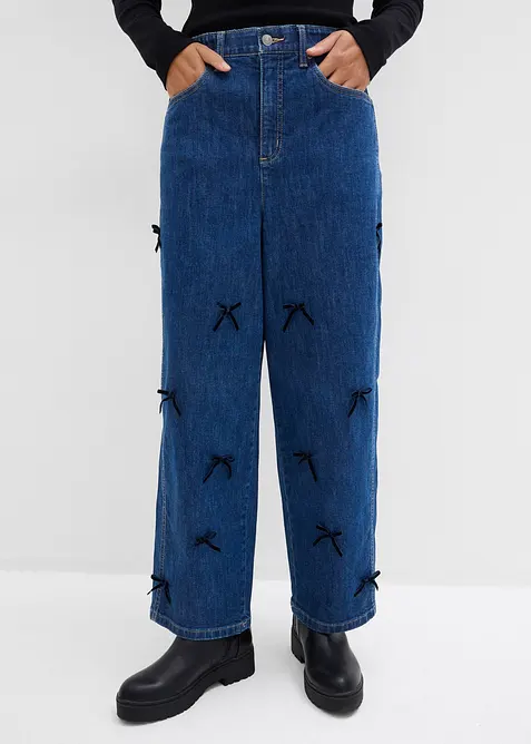 Jean barrel, taille haute et élastiquée, bonprix