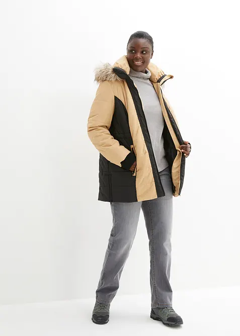 Manteau outdoor imperméable avec bordure peluche, bonprix
