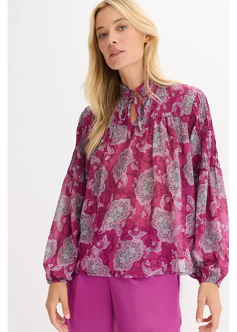 Tunique en satin à passepoils, bonprix