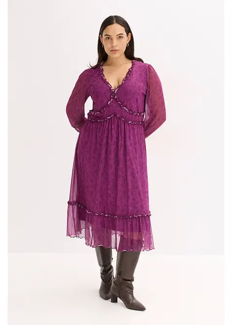 Robe midi en jersey mesh, bonprix