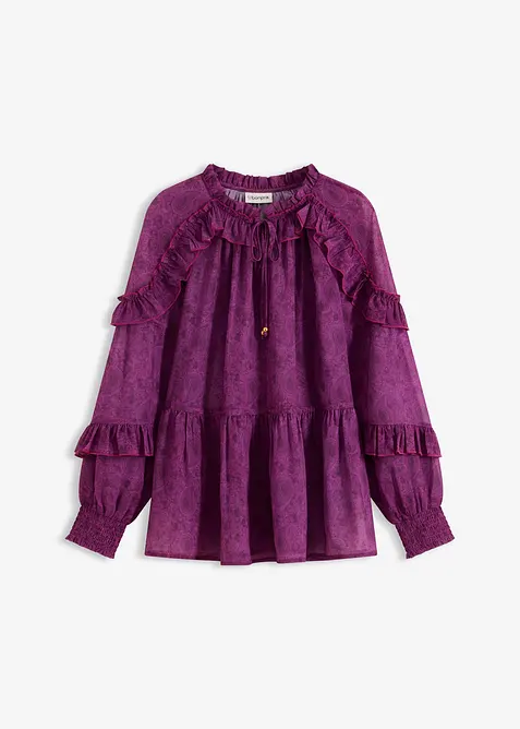 Blouse en crêpe à volants, bonprix