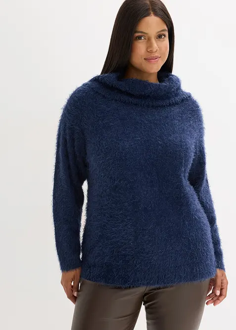 Pull col roulé en maille poilue, bonprix