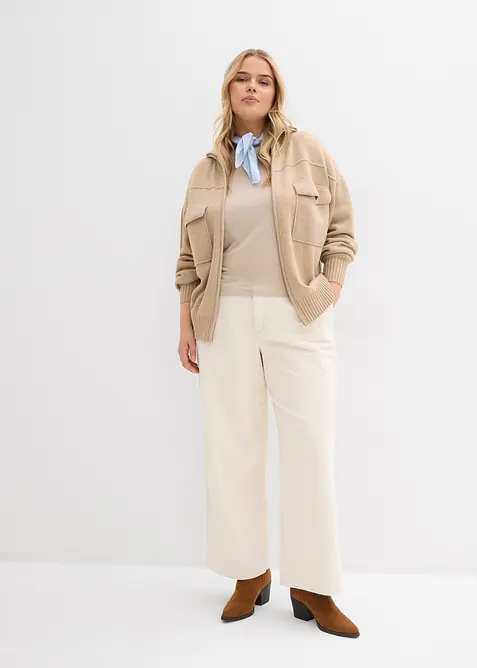 Pantalon large en velours côtelé, bonprix