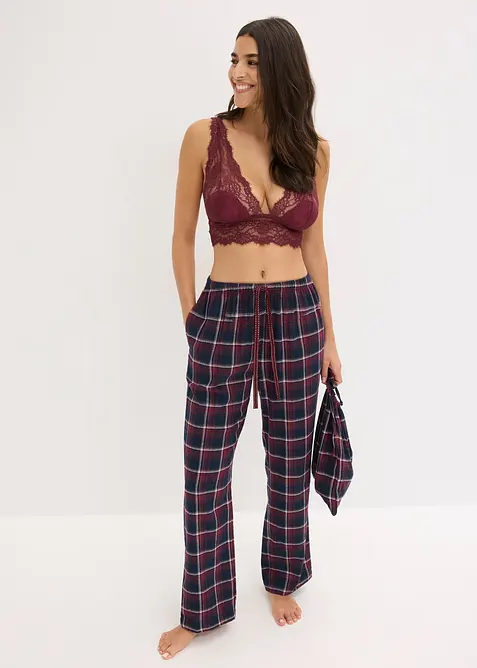 Pantalon de pyjama tissé en flanelle avec pochette cadeau, bonprix