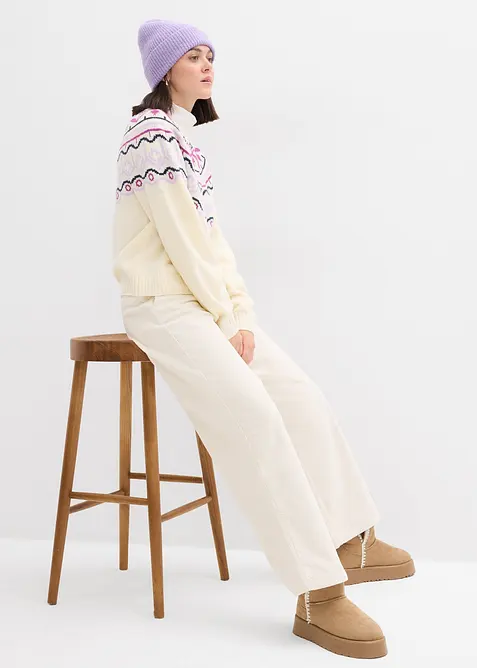 Gilet en maille oversize à motif norvégien, bonprix