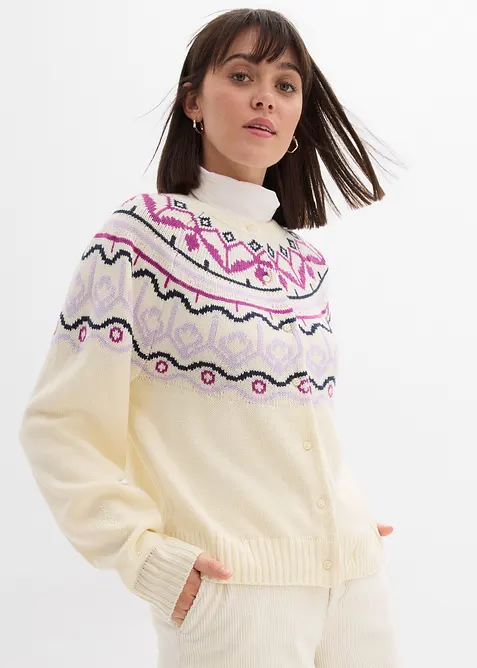 Gilet en maille oversize à motif norvégien, bonprix