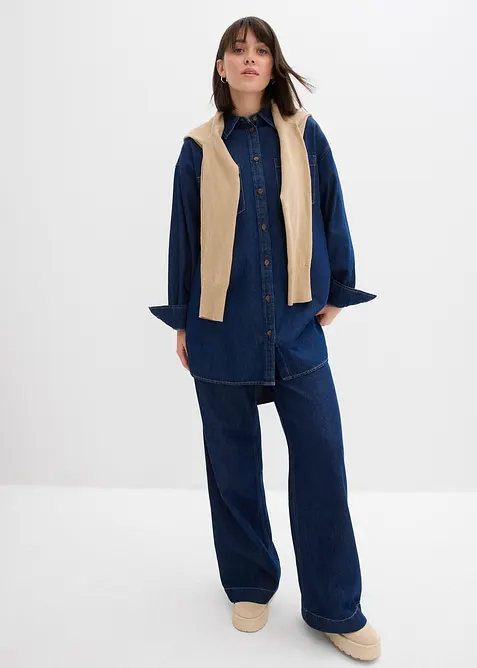 Chemisier oversize en jean épais, 100% coton, bonprix