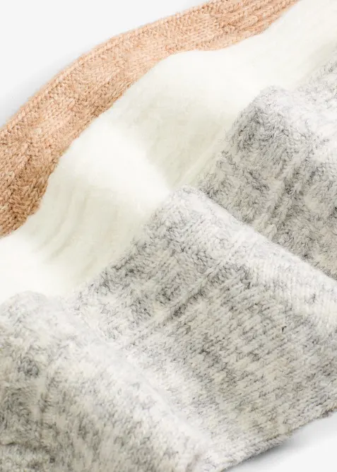 Lot de 3 paires de chaussettes à motif torsadé, bonprix