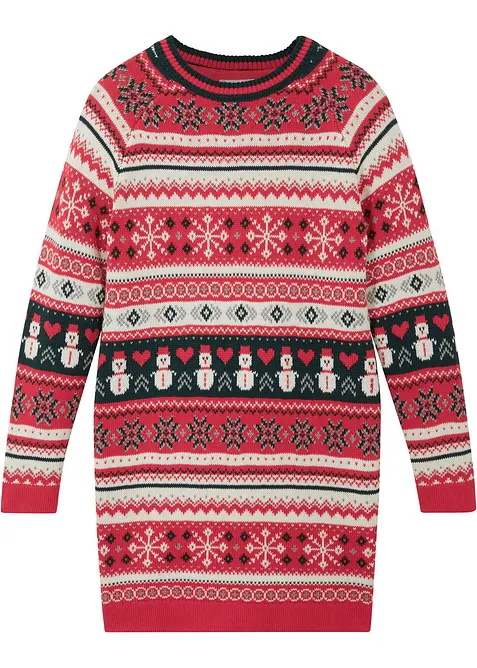 Robe en maille fille à motif hivernal, bonprix