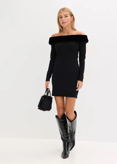 Robe en maille avec empiècement peluche, bonprix