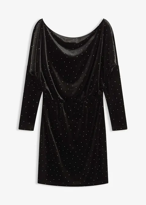 Robe courte en velours fluide avec strass, bonprix
