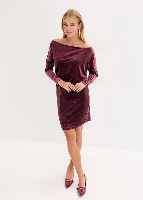 Robe courte en velours fluide avec strass, bonprix