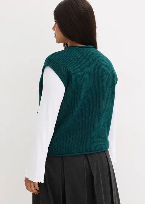 Gilet sans manches en maille à boutons décoratifs, bonprix