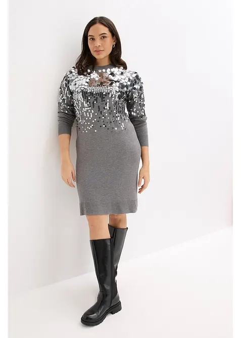 Robe en maille avec sequins sur le haut, bonprix