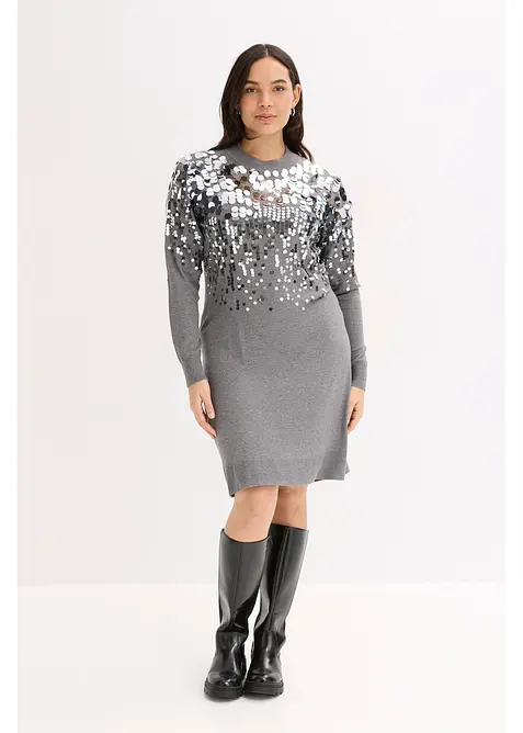 Robe en maille avec sequins sur le haut, bonprix