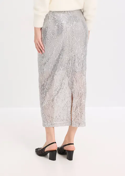 Jupe midi à sequins, bonprix
