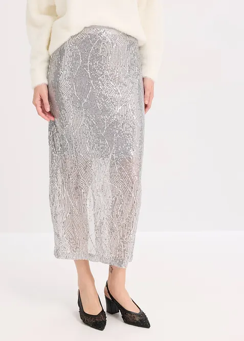Jupe midi à sequins, bonprix