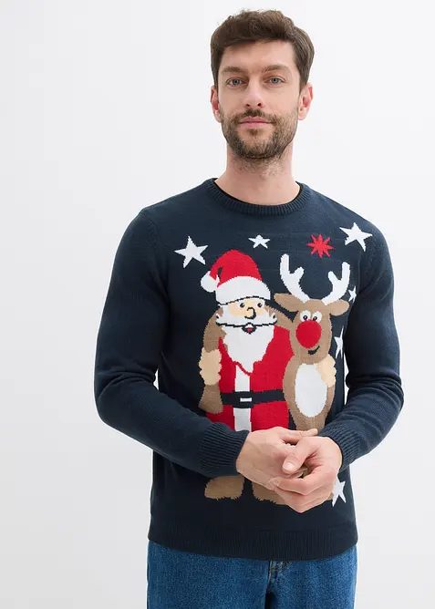 Pull en maille fine avec motif de Noël, bonprix