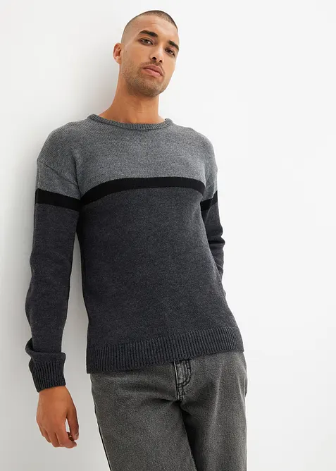 Pull &agrave; col rond facile d&rsquo;entretien, style color-block, bonprix