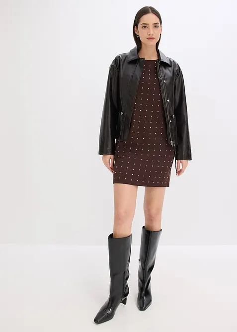 Robe en jersey à strass, bonprix