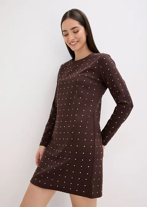 Robe en jersey à strass, bonprix