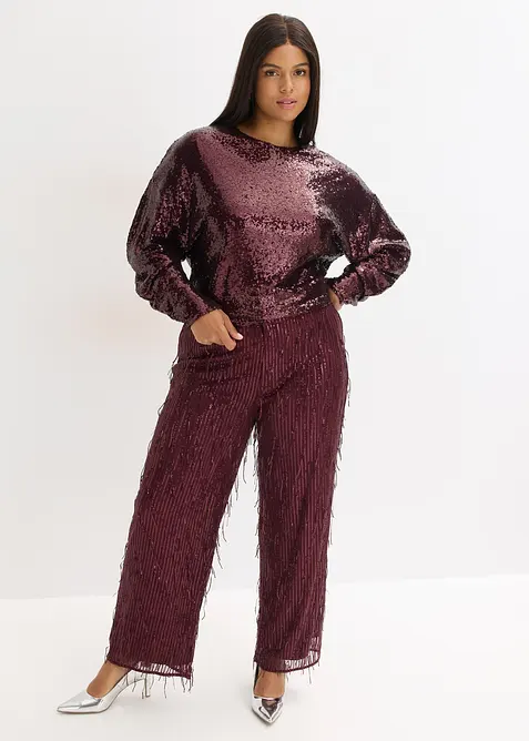Pantalon &agrave; sequins et franges, bonprix
