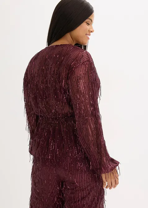 Blouse &agrave; sequins et franges, bonprix
