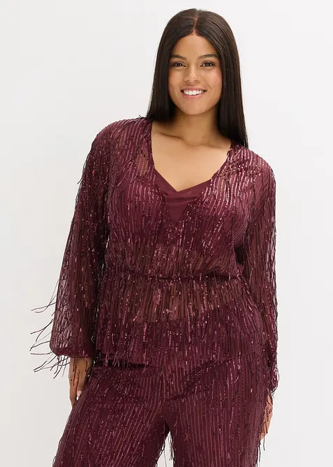 Blouse &agrave; sequins et franges, bonprix