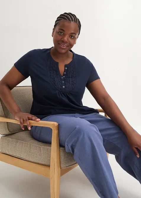 T-shirt coton fil flammé manches courtes, bonprix