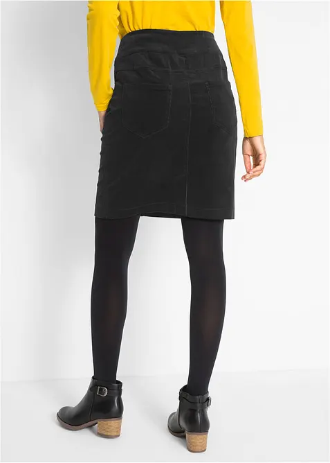Jupe en velours côtelé extensible à ceinture élastiquée, bonprix
