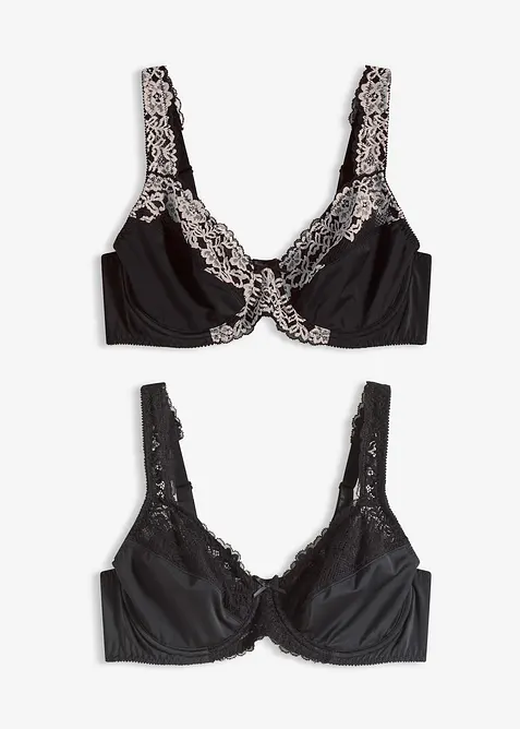 Lot de 2 soutiens-gorge à armatures et bretelles rembourrées, bonprix