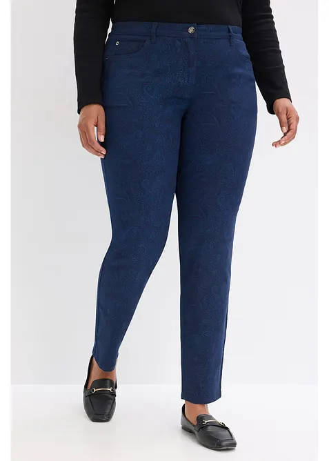 Pantalon en twill &agrave; imprim&eacute; raffin&eacute;, bonprix
