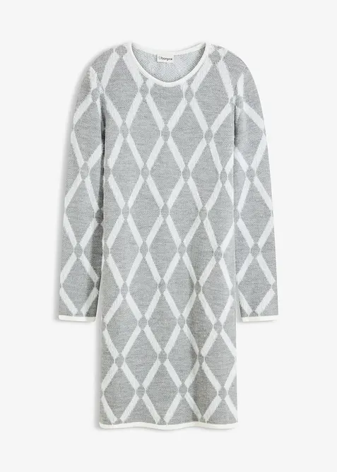 Robe en maille poilue avec motif en losange, bonprix