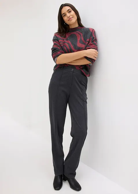 T-shirt manches longues en tissu côtelé douillet, bonprix