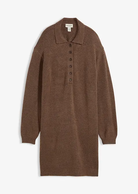 Robe courte en maille avec encolure boutonnée, bonprix