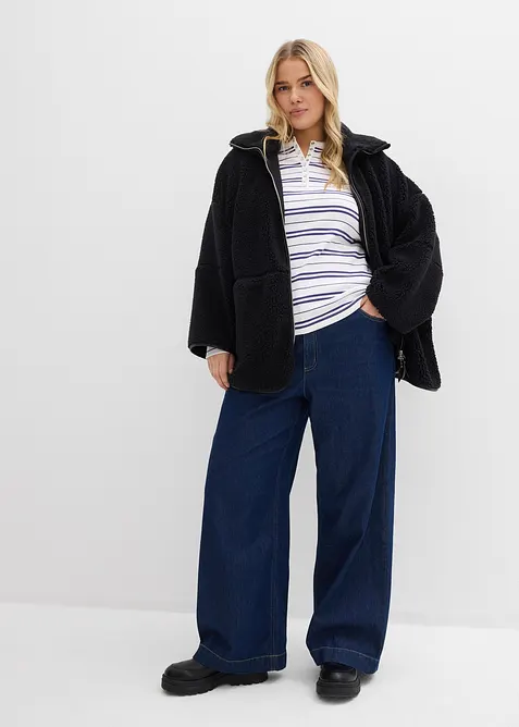 T-shirt manches longues en coton c&ocirc;tel&eacute; extensible, bonprix