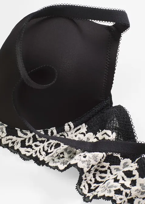 Soutien-gorge à coques avec dentelle bicolore, bonprix