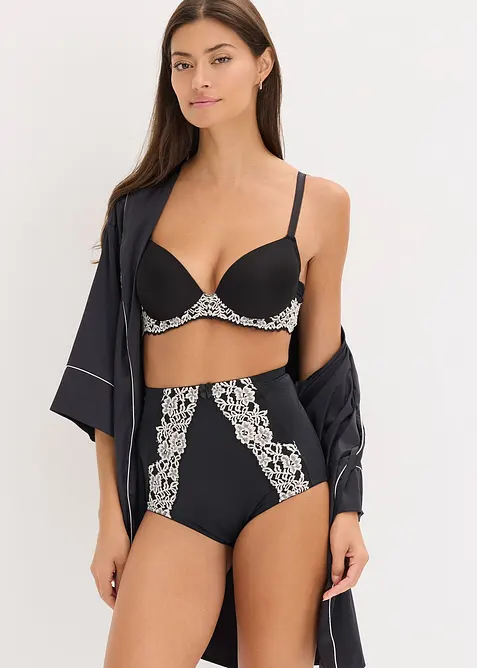 Soutien-gorge &agrave; coques avec dentelle bicolore, bonprix