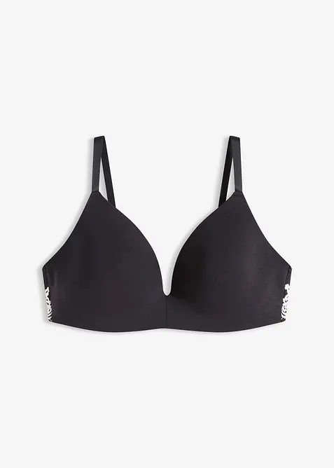 Soutien-gorge à coques sans armatures, coton et dentelle, bonprix