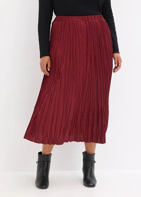 Jupe longue en satin froissé, bonprix
