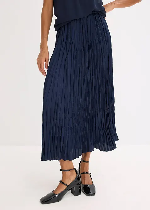 Jupe longue en satin froiss&eacute;, bonprix