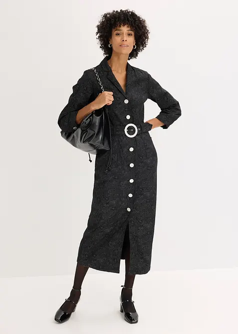 Robe en twill avec ceinture (ens. 2 pces), bonprix