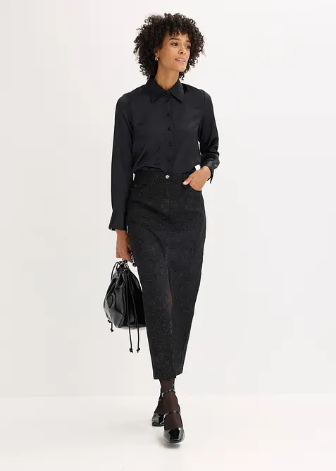 Jupe midi en coton extensible, bonprix