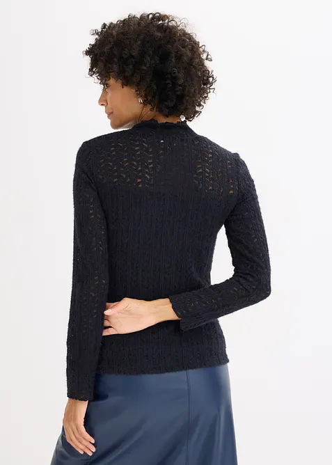 T-shirt col roul&eacute; en dentelle, bonprix